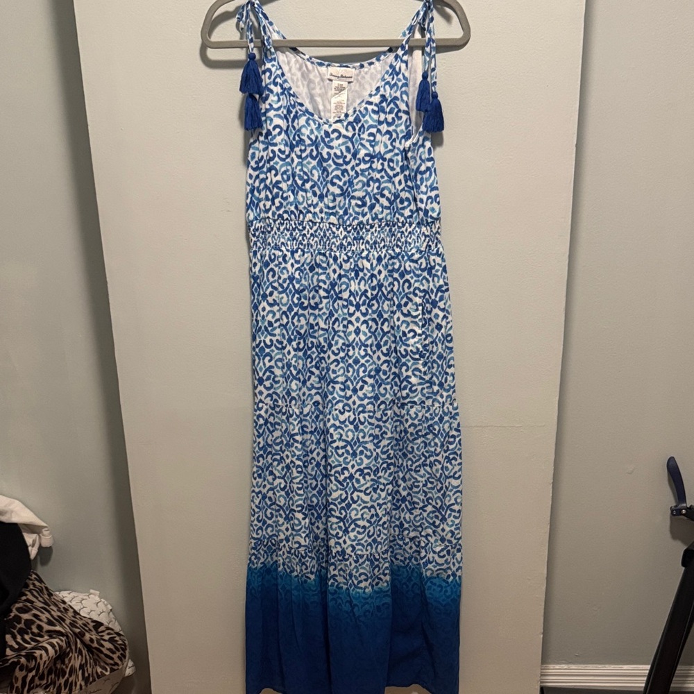 Tommy Bahama Blue and White Patterned Maxi Dress